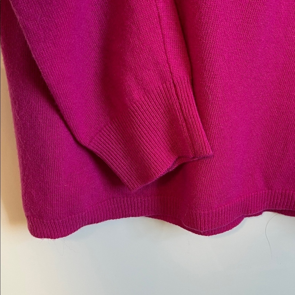 NWOT Wool Cashmere Elegant Fuchsia Pink Crew Neck Sweater Long, Size XXL - Picture 4 of 9